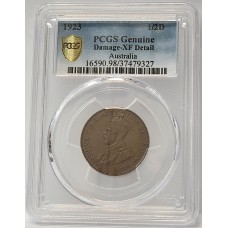 AUSTRALIA 1923 . HALF 1/2  PENNY . PCGS GENUINE